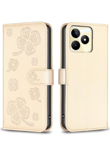 Realme C53 Kart Yuvaları Tutucu Kickstand Pu Deri Cüzdan Için Flip Case (Yurt Dışından)