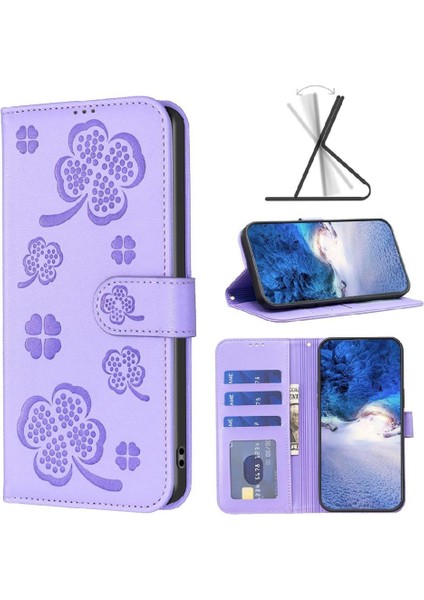 Realme C35 Cüzdan Yonca Çiçek Kart Yuvaları Tutucu Kickstand Için Flip Case (Yurt Dışından)