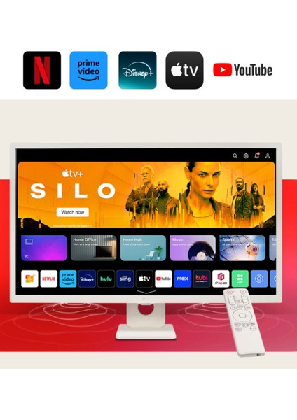 webOS Akıllı TV Wi-Fi Apple-Android Kablosuz Bağlantı Görüntü AKTARIM1920X1080 Fulhd IPS Panel 32'' 80 Ekran Smart Monitör TV + Logitech Kablosuz Klavye LG50SLR