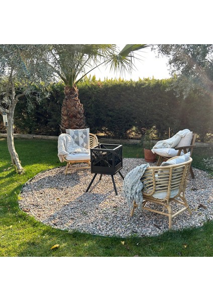 Aktepe Group Ateş Çukuru Bahçe Şöminesi 60 Litre Geniş Hacimli Şömine Soba Mangal Fire Pit