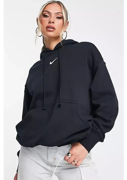 Sportswear Phoenix Fleece Oversize Kesim Kadın Siyah Sweatshrit