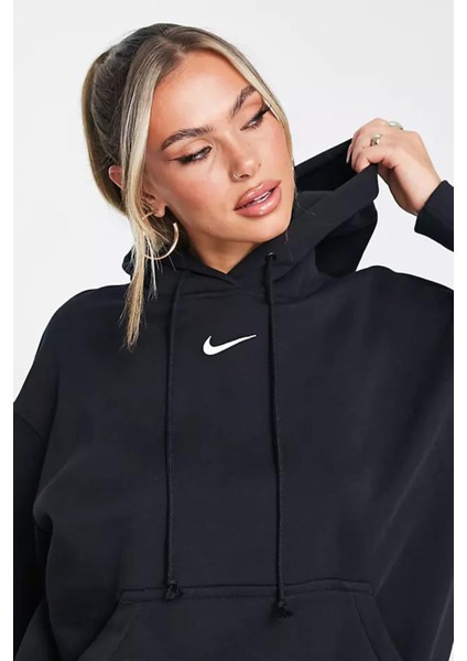Sportswear Phoenix Fleece Oversize Kesim Kadın Siyah Sweatshrit modelleri