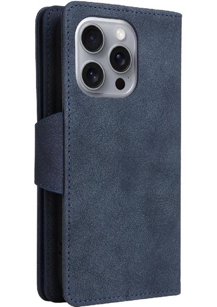 El Kayışı Kart Tutucu ile IPhone 16 Pro Max Manyetik Deri Kılıf (Yurt Dışından)