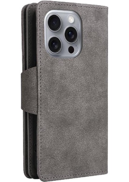 El Kayışı Kart Tutucu ile IPhone 16 Pro Max Manyetik Deri Kılıf (Yurt Dışından)