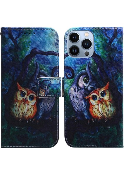 IPhone 15 Pro Cüzdan Boyalı Pu Deri Kart Yuvaları Için Flip Case (Yurt Dışından)