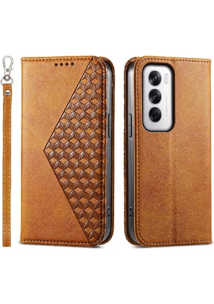 Oppo Oppo 12 5g Günlük Kullanım Için Flip Case Standı Cüzdan Eşkenar Dörtgen Şekli El (Yurt Dışından)