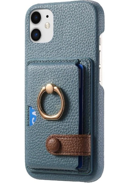 IPhone 12 Mini Kart Yuvaları Premium Dokulu Deri Halka Standı (Yurt Dışından)