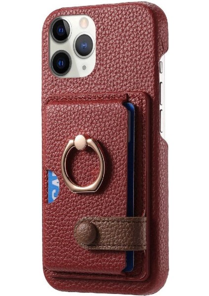 IPhone 11 Için Kılıf Pro Premium Dokulu Deri Kart Yuvaları Halka Standı (Yurt Dışından)