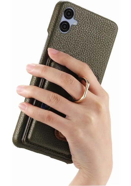 Samsung Galaxy A04E Premium Dokulu Deri Yüzük Standı Kart Yuvaları (Yurt Dışından) modelleri