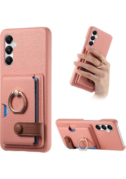 Samsung Galaxy A05S Premium Dokulu Deri Yüzük Standı Kart Yuvaları (Yurt Dışından)