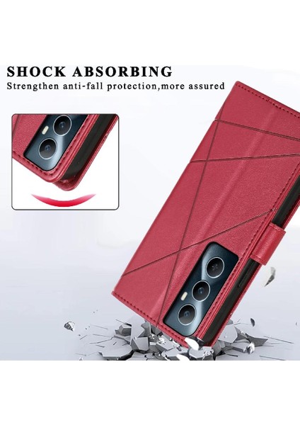 Realme C65 Üç Kart Yuvaları Için Flip Case Kickstand Şok Emici (Yurt Dışından) modelleri