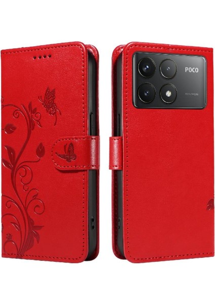 Xiaomi Redmi K70 Cüzdan Telefon Kılıfı Için Kılıf Kabartmalı Kelebek ile Yüksek (Yurt Dışından)