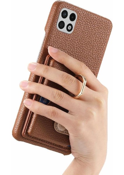 Samsung Galaxy A22 5g Kart Yuvaları Premium Dokulu Deri Yüzük (Yurt Dışından) modelleri