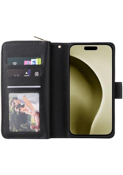 El Kayışı Cüzdan 9 ile IPhone 16 Pro Fermuar Cep Kart Tutucu Için Kılıf (Yurt Dışından)