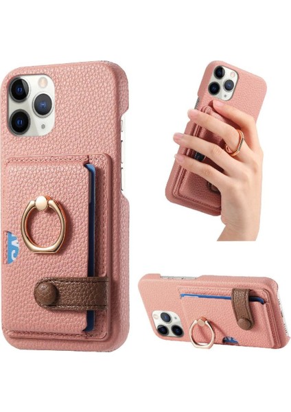 IPhone 11 Için Kılıf Pro Max Kart Yuvaları Premium Dokulu Deri Halka Standı (Yurt Dışından)