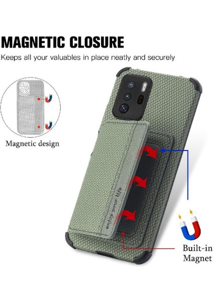 Xiaomi Redmi Için Not 10 Pro 5g Standı Fonksiyonu Manyetik Kart Tutucu (Yurt Dışından)