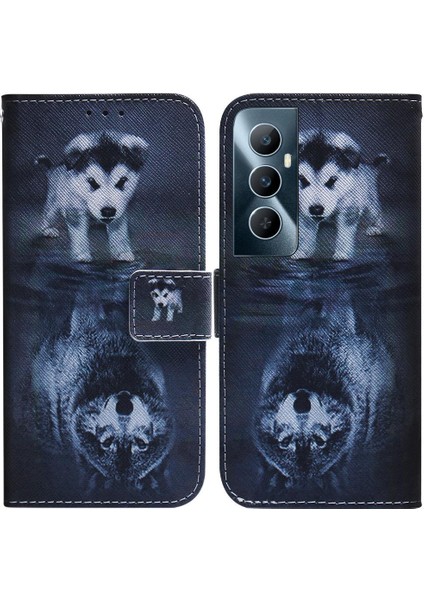 Realme C65 4g Manyetik Kapatma Boyalı Cüzdan Kart Yuvaları Için Flip Case (Yurt Dışından)
