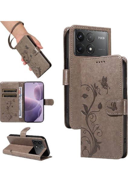 Xiaomi Redmi K70 Cüzdan Telefon Kılıfı Için Kılıf Kabartmalı Kelebek ile Yüksek (Yurt Dışından)