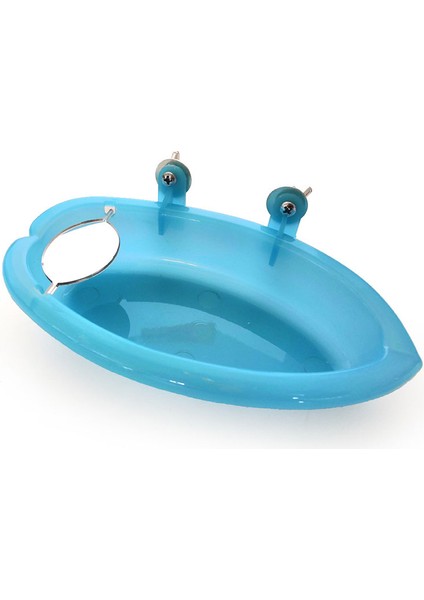 Mavi Çift Ayna Stili Kuş Kafesi Su Banyo Küveti Papağan Asılı Plastik Banyo Küveti Papağan Duş Malzemeleri Ayna ile Kuş Temizlik Aksesuarları (Yurt Dışından)