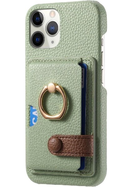 IPhone 11 Için Kılıf Pro Max Kart Yuvaları Premium Dokulu Deri Halka Standı (Yurt Dışından)