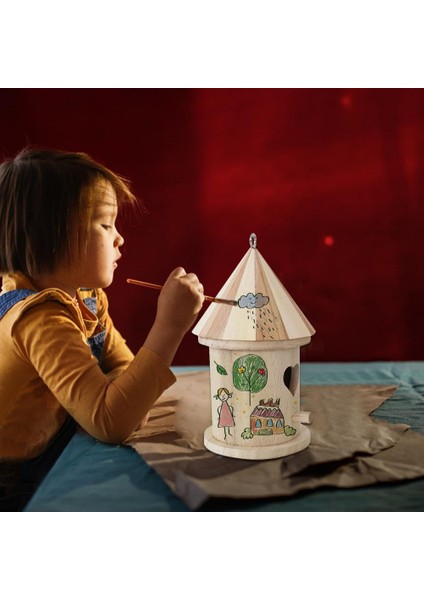 Kalp Kapı Stili Ahşap Kuş Evi Açık Hava Asma Kuş Der Çocuk Boyama El Sanatları Hediye Bahçe Ev Dekorasyon Kuş Yuvası Evcil Hayvan Malzemeleri (Yurt Dışından)