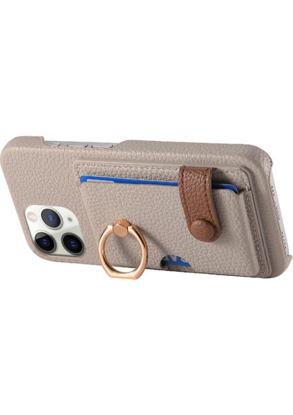 IPhone 11 Için Kılıf Pro Premium Dokulu Deri Kart Yuvaları Halka Standı (Yurt Dışından)