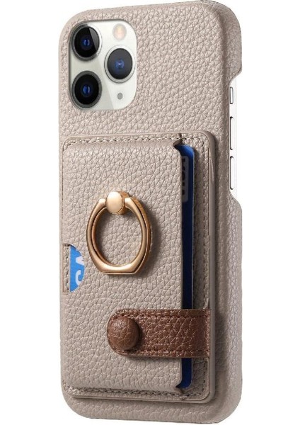 IPhone 11 Için Kılıf Pro Premium Dokulu Deri Kart Yuvaları Halka Standı (Yurt Dışından)