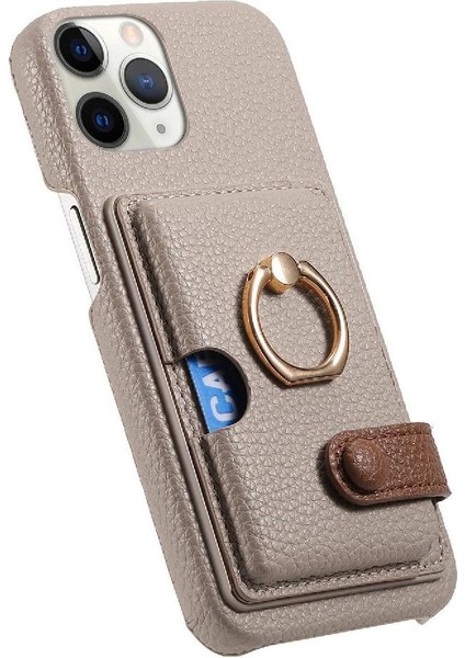 IPhone 11 Için Kılıf Pro Premium Dokulu Deri Kart Yuvaları Halka Standı (Yurt Dışından)