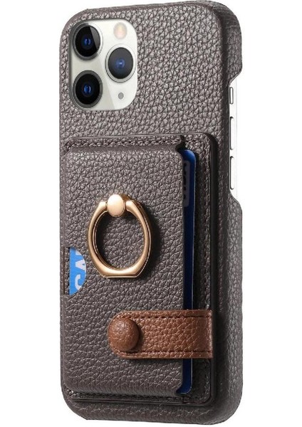IPhone 11 Için Kılıf Pro Premium Dokulu Deri Kart Yuvaları Halka Standı (Yurt Dışından)
