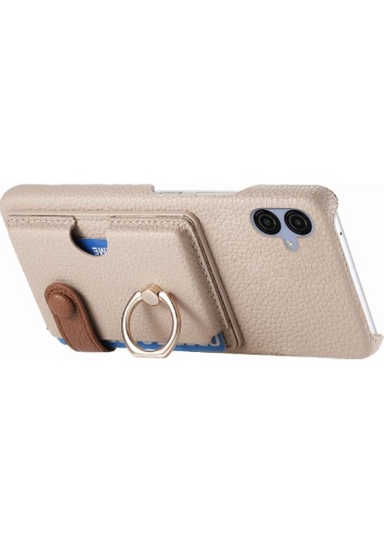 Samsung Galaxy A04E Premium Dokulu Deri Yüzük Standı Kart Yuvaları (Yurt Dışından) fiyatları
