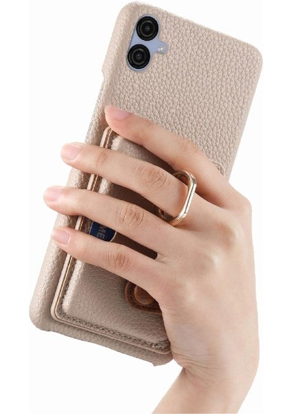 Samsung Galaxy A04E Premium Dokulu Deri Yüzük Standı Kart Yuvaları (Yurt Dışından) modelleri