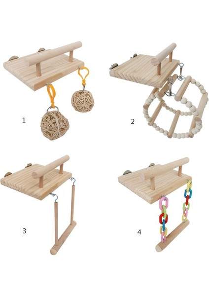 x Stili Kafes Oyuncak Hamster Oyun Salonu Standı ile Ahşap Salıncak Hasır Topaç Çiğneme Oyuncakları Için Aşk Kuşu Için Ahşap Kuş Tünekleri (Yurt Dışından)