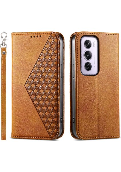 Oppo Oppo 12 Pro 5g Için Flip Case Standı El Kayışı Eşkenar Dörtgen Şekli Günlük Kullanım (Yurt Dışından) modelleri