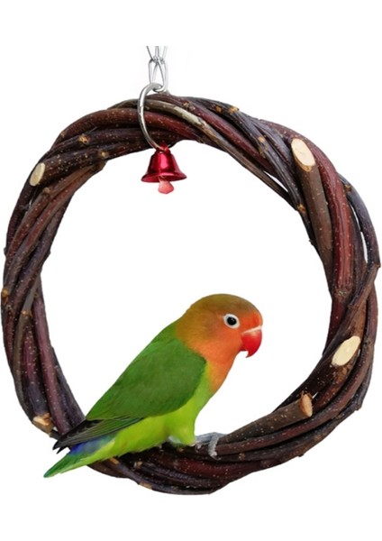Çap 20CM Tarzı Kuşlar Papağanlar Için Tahtalar Platformlu Askı Kafesi Tırmanma Salıncağı Çiğneme Zili Oyuncak Evcil Hayvanlar Rattan Halka (Yurt Dışından)