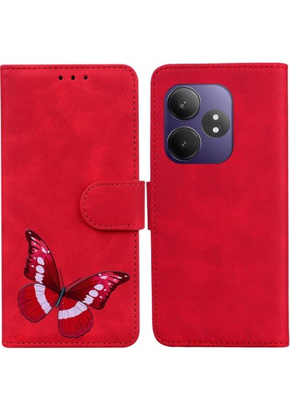 Realme Gt 6 Için Flip Case Kelebek Renk Baskılı Cüzdan Flip Folio Kapak (Yurt Dışından)