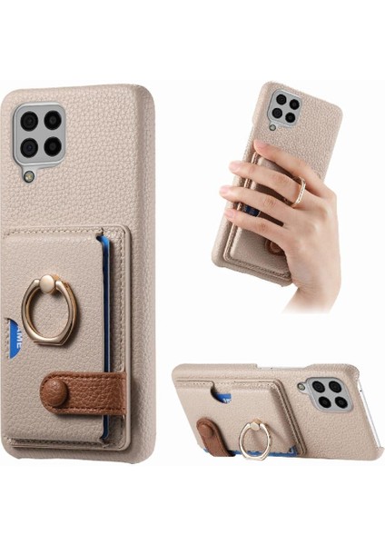 Samsung Galaxy A22 4g Kart Yuvaları Premium Dokulu Deri Yüzük (Yurt Dışından)