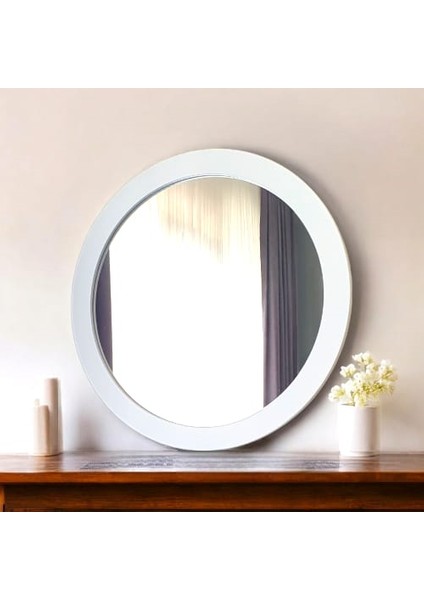 Beyaz Moderna Yuvarlak Duvar Salon Banyo Aynası