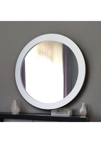Beyaz Moderna Yuvarlak Duvar Salon Banyo Aynası modelleri