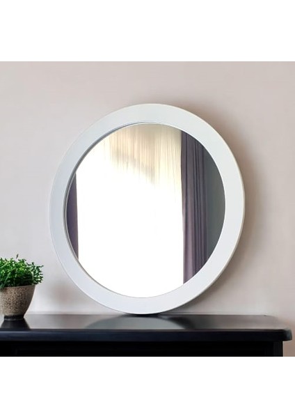 Beyaz Moderna Yuvarlak Duvar Salon Banyo Aynası