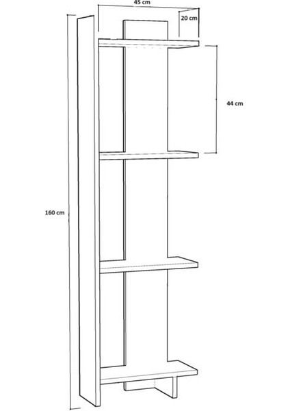 Beyaz Dekoratif Kitaplık, Dekoratif Kitaplık, Çok Amaçlı Raf, %100 Mdf Kitaplık, 160X47CM, MKTP04