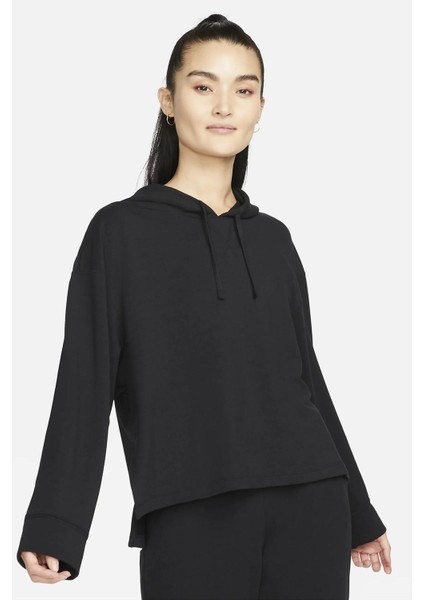 Yoga Dri Fit Women's Fleece Hoodie Kadın Kapüşonlu Yumuşak Sweatshirt Siyah
