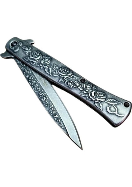 23 cm Komple Çelik Gül Işlemeli Çakı 604099