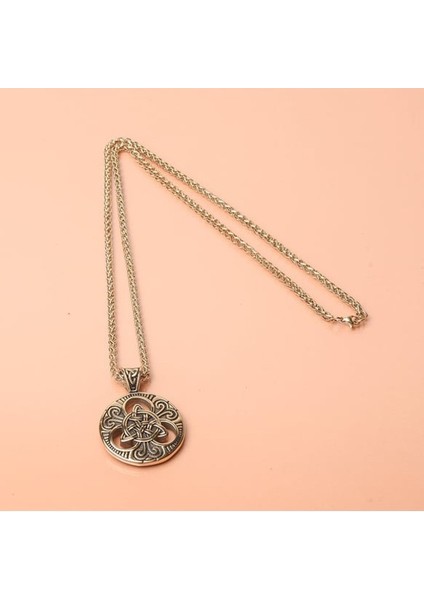 Viking Vintage Celtic Düğüm Sarı Erkek Kolye Çelik Iskandinav