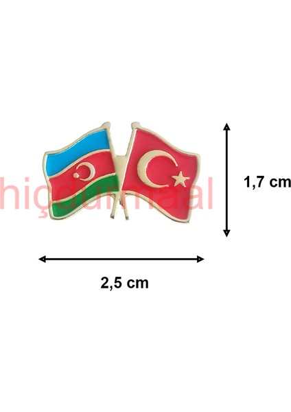 Azerbaycan Türkiye Flamalı Renkli Gold Renk Metal Rozet 1 Paket 12'li fiyatları