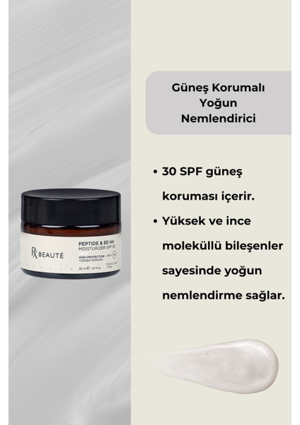 Peptide ve 8d Ha Moisturizer SPF30 Yoğun Nemlendiricili Güneş Korumalı Gündüz Kremi