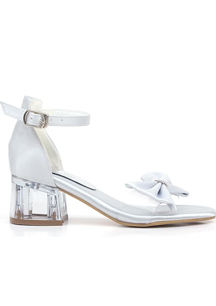 Jessie Gümüş Saten Kurdeleli Kız Çocuk Topuklu Ayakkabı fiyatları