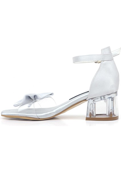 Jessie Gümüş Saten Kurdeleli Kız Çocuk Topuklu Ayakkabı modelleri