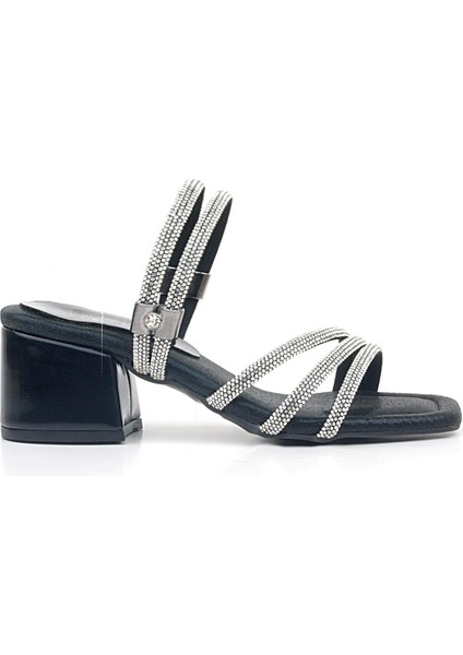 Judy Siyah Taşlı Kız Çocuk Topuklu Terlik Ayakkabı modelleri