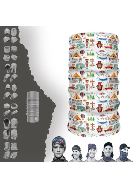Summer Adventure Yazılı Desenli Boyunluk Maske Baf Bandana