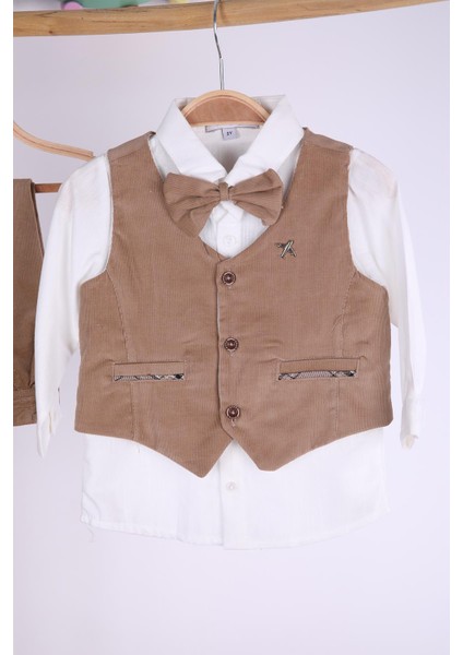 Fitilli Yelek Pantolon Keten Gömlek Papyonlu Erkek Çocuk Takım Elbise 13519 fiyatları